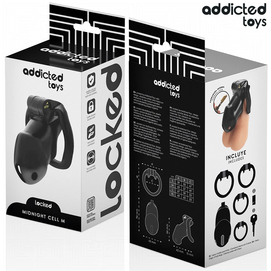 ADDICTED TOYS LOCKED - MINDNIGHT CELL PENIS CAGE SIZE M